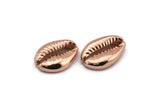 Rose Gold Shell Finding, 2 Rose Gold Plated Brass Cowrie Shell Findings, Pendants, Charms, Earrings, Beads  (13-18mm) E274 Q0534