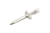 Knight&#39;s Sword Pendant, 2 925 Silver Sword Charms (36x10mm) N0248