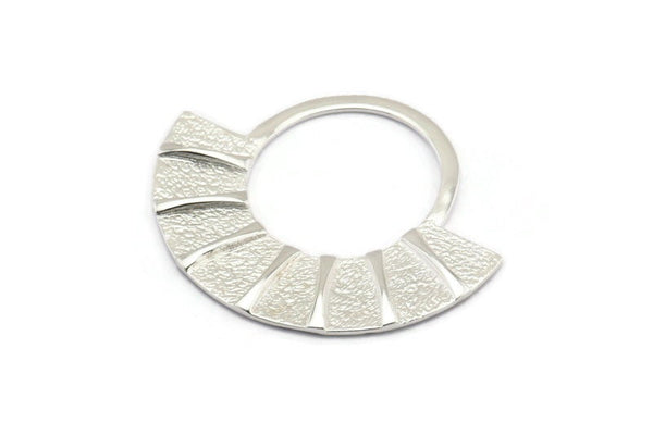 Silver Ethnic Pendant, 925 Silver  Semi Circle Pendants (45x37x2x1mm) U092