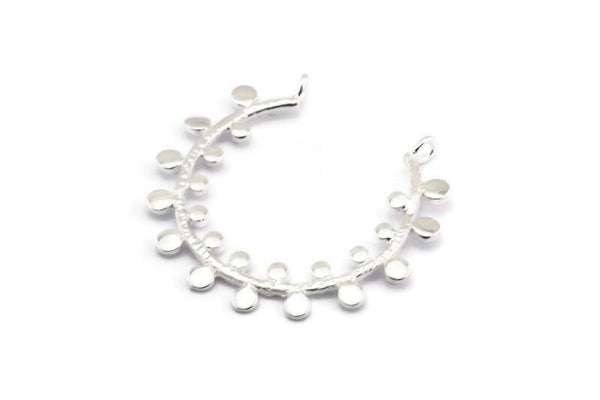 Silver Circle Pendant, 925 Silver Circle Pendant With 2 Loops, Earrings, Charms, Findings (34.5x36x1.5mm) BS 1990