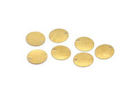 Brass Round Charm, 50 Raw Brass Round Charms With 1 Hole, Pendnats, Earrings, Findings (12x13x0.50mm) D1191