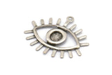 Silver Eye Charm, 12 Antique Silver Plated Brass Eye Charms With 1 Loop, Pendants, Earrings (26x22x1mm) A1203 H1113