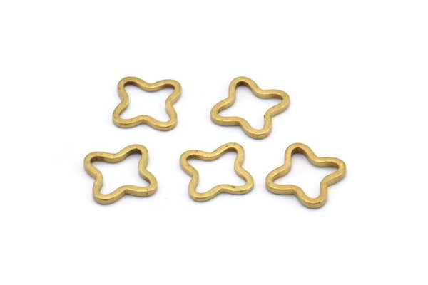 Brass Geometric Connectors, 100 Raw Brass Windrose Findings (10x0.80mm) A4096