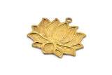 Brass Flower Pendant, 2 Raw Brass Lotus Flower Textured Pendants With 1 Loop, Earrings, Blanks (34.5x31x1.5mm) BS 1908