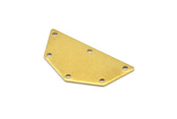 Raw Brass Pendant, 12 Raw Brass Five Edged Geometric Shape Blanks With 6 Holes (32x16x0.80mm) E198