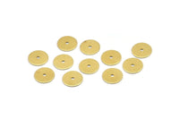 Disc Middle Hole, 50 Raw Brass Round Disc, Middle Hole Connector, Bead Caps, Findings  (9mm) Brs 74 A0442