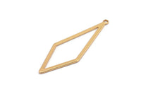Gold Diamond Charm, 6 Gold Plated Brass Rhombus Charms With 1 Loop, Earrings, Findings (42x14x0,60mm) D0773 Q0783