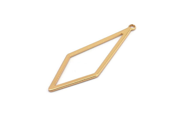 Gold Diamond Charm, 6 Gold Plated Brass Rhombus Charms With 1 Loop, Earrings, Findings (42x14x0,60mm) D0773 Q0783