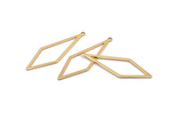 Gold Diamond Charm, 6 Gold Plated Brass Rhombus Charms With 1 Loop, Earrings, Findings (42x14x0,60mm) D0773 Q0783