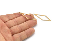 Gold Diamond Charm, 6 Gold Plated Brass Rhombus Charms With 1 Loop, Earrings, Findings (42x14x0,60mm) D0773 Q0783