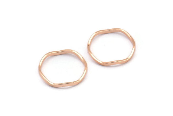 Rose Gold Circle Rings, 12 Rose Gold Lacquer Plated Brass Wavy Circle Rings, Charms (18.50x0.80x1.5mm) E191 Q0445