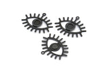 Siyah Göz Tılsımı, 1 Döngülü 12 Oksitlenmiş Siyah Pirinç Göz Tılsımı, Kolye Uçları, Küpeler (26x22x1mm) A1203 S1093