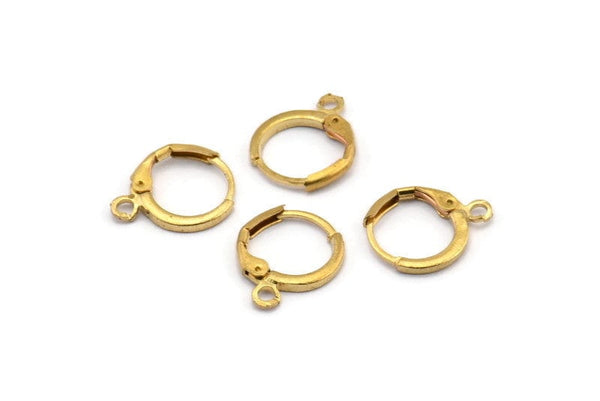 Brass Leverback Earring, 24 Raw Brass Leverback Earring Findings (12mm) D1277