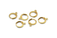 Brass Leverback Earring, 24 Raw Brass Leverback Earring Findings (12mm) D1277