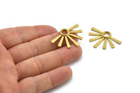 Brass Sun Pendant, 3 Raw Brass Textured Sunny Pendants With 1 Loop (34x24x2.2mm) E208
