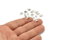 Silver Cord End, 100 Silver Tone Brass Cord End Clasps With 1 Loop, Findings (9x3mm) A1096
