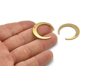 Brass Moon Charm, 12 Raw Brass Crescent Moon Charms With 1 Hole, Connectors (26x27x1mm) D0692