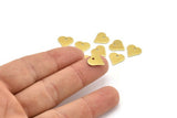 Brass Heart Charm, 24 Raw Brass Heart Charms With 1 Hole (11x0.80mm) A2998