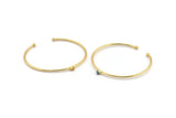 Gold Round Cuff, 2 Gold Plated Brass Bracelet Stone Setting With 1 Pad -  Pad Size 3mm D1608