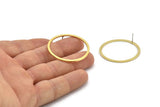 Brass Circle Earring, 4 Raw Brass Circle Stud Earrings (36x2x1mm) A2888 A2894