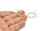 Pirinç Daire Küpe, 6 Ham Pirinç Daire Küpe (24x2x1mm) A2886 A2891