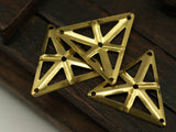 Brass Triangle Charm, 20 Raw Brass Triangle Charms With 4 Holes (22x25mm) A0021