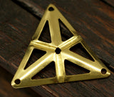 Brass Triangle Charm, 20 Raw Brass Triangle Charms With 4 Holes (22x25mm) A0021