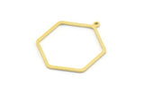 Brass Hexagon Charm, 12 Raw Brass Hexagon Shaped Charms With 1 Loop, Earring Findings, Geometric Charms (32x26x1mm) A3001