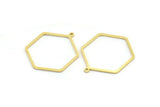 Brass Hexagon Charm, 12 Raw Brass Hexagon Shaped Charms With 1 Loop, Earring Findings, Geometric Charms (32x26x1mm) A3001