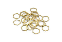 Hexagon Ring Charm, 50 Raw Brass Hexagon Shaped Ring Charms (12x0.8mm) Bs 1171