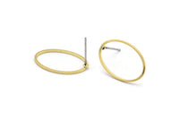 Brass Oval Earring, 10 Raw Brass Oval Stud Earrings (20x13mm) Bs 1667 A2267