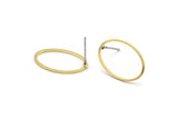 Brass Oval Earring, 10 Raw Brass Oval Stud Earrings (20x13mm) Bs 1667 A2267