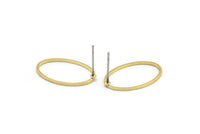 Brass Oval Earring, 10 Raw Brass Oval Stud Earrings (20x13mm) Bs 1667 A2267