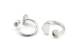 Silver Ring Settings, 925 Silver Brass Moon And Planet Ring With 1 Stone Setting - Pad Size 6mm R053