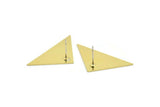 Brass Triangle Earring, 6 Raw Brass Triangle Shaped Stud Earrings (16x31x0.60mm) A2905