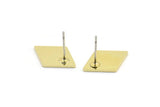 Brass Diamond Earring, 10 Raw Brass Diamond Shaped Stud Earrings (17x12x0.90mm) A2897