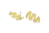 Earring Studs, 8 Raw Brass - Squiggly Shaped Earrings - Brass Earrings - Earrings (22x11x0.60mm) A2922