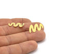 Earring Studs, 8 Raw Brass - Squiggly Shaped Earrings - Brass Earrings - Earrings (22x11x0.60mm) A2922