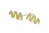 Earring Studs, 10 Raw Brass - Squiggly Shaped Earrings - Brass Earrings - Earrings (18x9x0.60mm) A2910