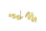Earring Studs, 10 Raw Brass - Squiggly Shaped Earrings - Brass Earrings - Earrings (18x9x0.60mm) A2910