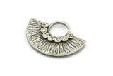 Semi Circle Pendant, 2 Antique Silver Plated Brass Semi Circle  Pendants (26x18mm) U141 H0415