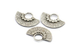 Semi Circle Pendant, 2 Antique Silver Plated Brass Semi Circle  Pendants (26x18mm) U141 H0415