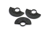 Semi Circle Pendant, 2 Oxidized Brass Black Semi Circle  Pendants (26x18mm) U141 S299