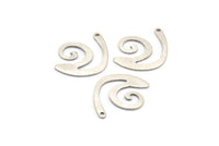 Gümüş Dalga Tılsımı, 1 Delikli 24 Antik Gümüş Kaplama Pirinç Dalga Tılsımı, Küpeler, Bulgular (18x15x0,60 mm) D961 H1146