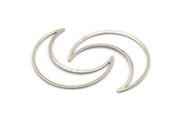 Silver Moon Charm, 6 Antique Silver Plated Brass Crescent Moon Charms, Connectors (50x15x1mm) D0598 H0720