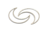 Silver Moon Charm, 6 Antique Silver Plated Brass Crescent Moon Charms, Connectors (50x15x1mm) D0598 H0720