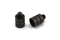 Black End Cap, 12 Oxidized Brass Black End Cap, Cord Tip, 6mm Cord End - (7x11mm) Cap1  b0019 S841