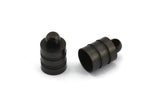 Black End Cap, 12 Oxidized Brass Black End Cap, Cord Tip, 6mm Cord End - (7x11mm) Cap1  b0019 S841