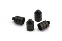 Black End Cap, 12 Oxidized Brass Black End Cap, Cord Tip, 6mm Cord End - (7x11mm) Cap1  b0019 S841