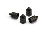 Black End Cap, 12 Oxidized Brass Black End Cap, Cord Tip, 6mm Cord End - (7x11mm) Cap1  b0019 S841